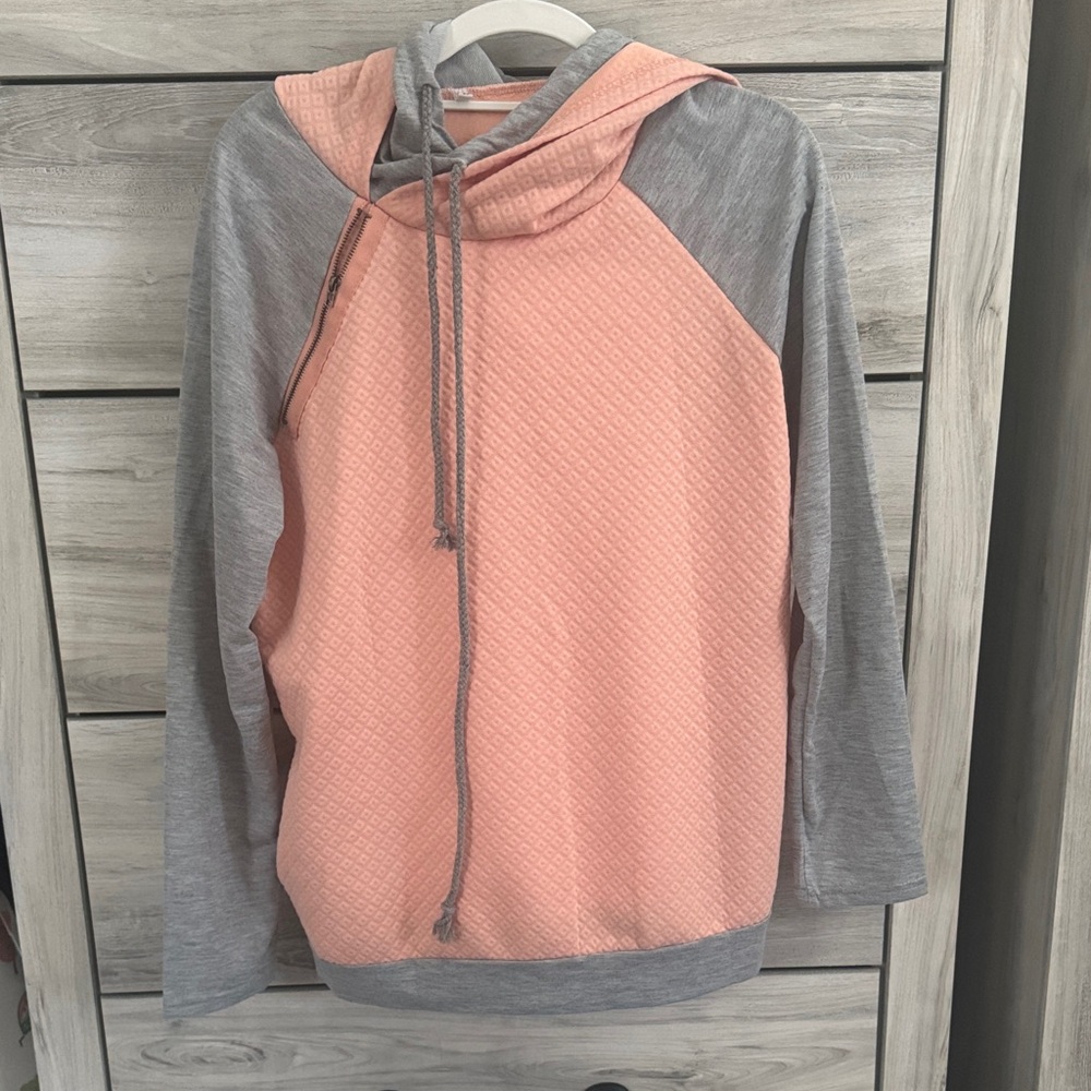 Gray and Pink Women's Hoodie